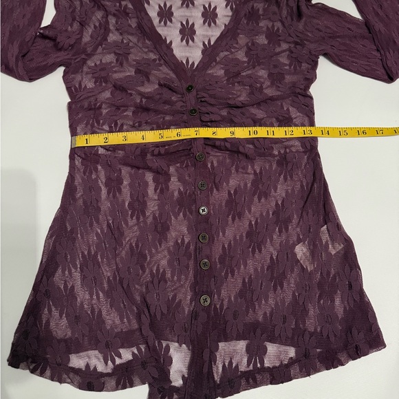 Free People Flowers Fields Mesh Button Up Shirt Size: XS - Picture 9 of 14